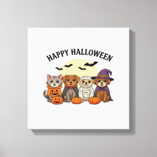 Toile T-Shirt Halloween avec des chats et des chiens mig