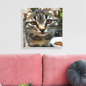 Toile Tabby Cat Kitten Faire contact visuel (Insitu(Salon))