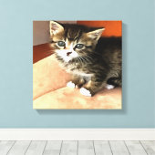 Toile Tabby Cat Kitten Portrait pour animaux (Insitu (Plancher de Bois))