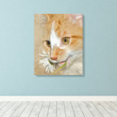 Toile Tabby chaton avec marguerite (Insitu (Plancher de Bois))