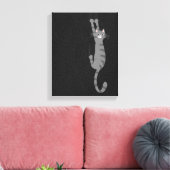 Toile Tabby Gris Chat Accroché | Chat rayé gris drôle (Insitu(Salon))