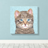 Toile Tabby Gris Peinture Chat - Cute Original Art Chat (Insitu (Plancher de Bois))