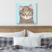 Toile Tabby Gris Peinture Chat - Cute Original Art Chat (Insitu(Chambre))