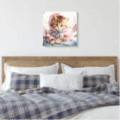 Toile Tabby Kitten Brown Habillé De Rose Dans Une Fenêtr (Insitu(Chambre))