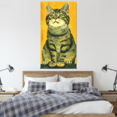 Toile Tabby rayé minimaliste gris (Insitu(Chambre))