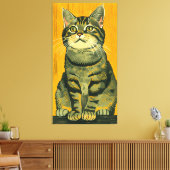 Toile Tabby rayé minimaliste gris (Insitu(Salon))