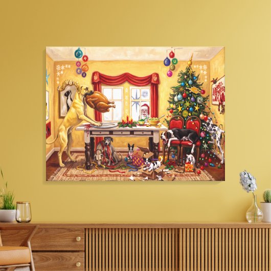 Toile Table de Noël et Great Danes faon (Insitu(Salon))