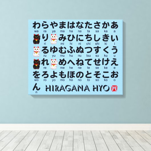 Toile Table japonaise Hiragana (Lucky Cat) (Insitu (Plancher de Bois))