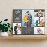 Toile Tableau de bord du collage de photos de l'annivers<br><div class="desc">Toile étirée Anniversaire mariage que vous pouvez personnaliser pour n'importe quelle année et 5 de vos photos préférées. Le texte dit "N° années à notre heureux toujours après" et le modèle est mis en place pour vous d'ajouter l'année anniversaire, votre nom et la date établis. Le design a un aspect...</div>