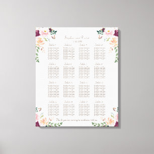 Toile Tableau de mariage floral rose safran de Bourgogne