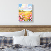 Toile Tableau de paysage de champ de fleurs roses (Insitu(Chambre))