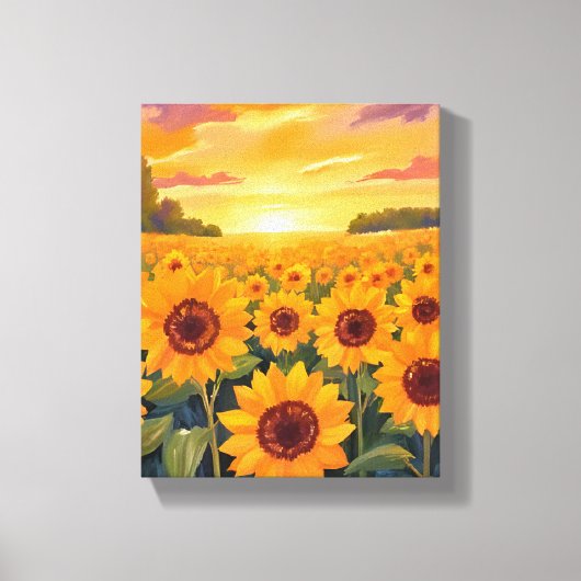 Toile Tableau de paysage de coucher de soleil dans un ch (Recto)