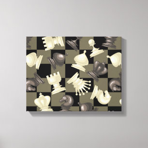 Toile Tableau des pièces d'échecs en bas