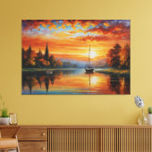 Toile tableau d'un coucher de soleil sur un lac (Insitu(Salon))