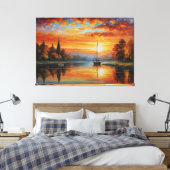 Toile tableau d'un coucher de soleil sur un lac (Insitu(Chambre))