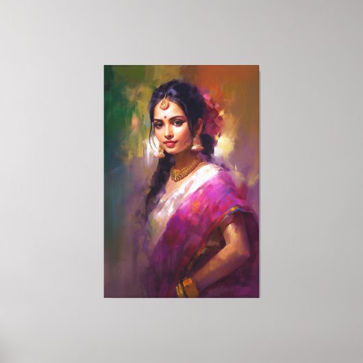 Toile Tableau Figuratif Indien Contemporain (Recto)