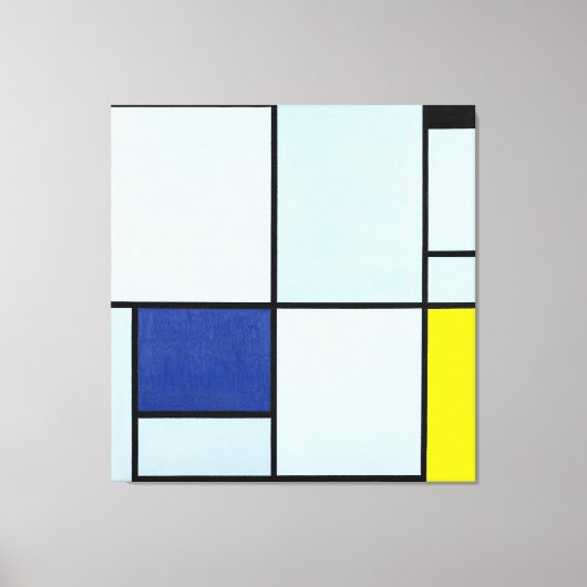 Toile TABLEAU MONDRIEN I avec rouge, noir, bleu et jaune (Recto)
