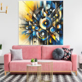 Toile Tableaux Abstraits en bleu, jaune, noir (Insitu(Salon))