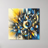 Toile Tableaux Abstraits en bleu, jaune, noir (Recto)