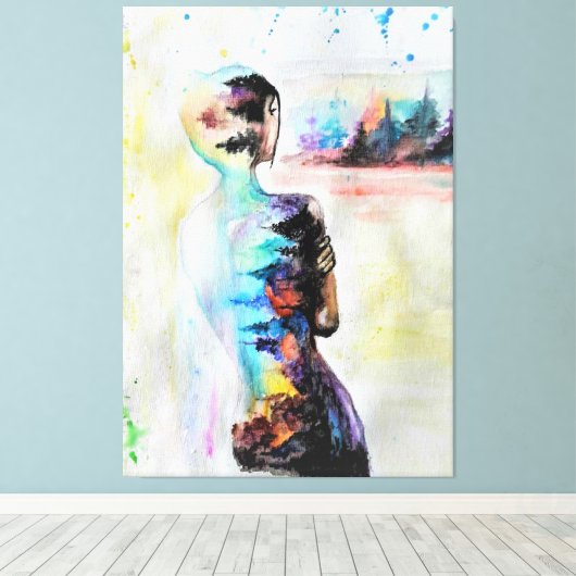 Toile Tableaux de réflexion Imprimer - Peinture corporel (Insitu (Plancher de Bois))