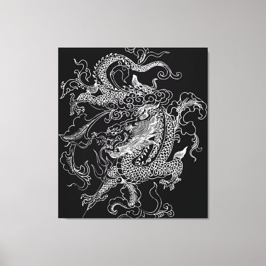 Toile Tableaux Dragon noir et blanc (Recto)
