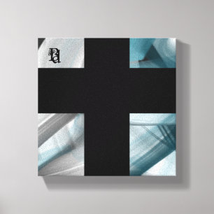 Toile Tablette d'art Abstrait de 8x8 po noir blanc bleu
