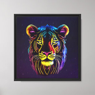 Toile Tablette étirée face Lion néon