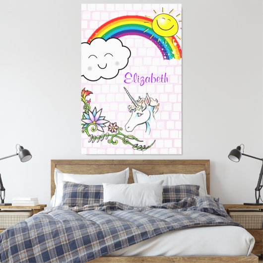Toile Tablette étirée Imprimer Arc-en-ciel Unicorne (Insitu(Chambre))