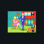 Toile Tablette Retro Martini Couple Étitrée<br><div class="desc">Cette Imprimante en toile étirée Retro Martini Couple ressemble à une scène d'une comédie romantique. Le cadre de ce style des années 60, design minimaliste, est une maison ou un appartement moderne élégamment décoré du milieu du siècle. La troupe est un couple séduisant qui profite d'une soirée remplie de conversations...</div>