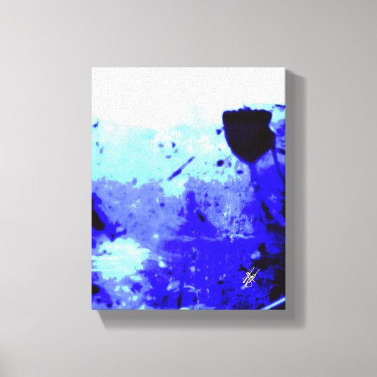 Toile Tache Bleu Blanc Abstrait Éclaboussure (Recto)