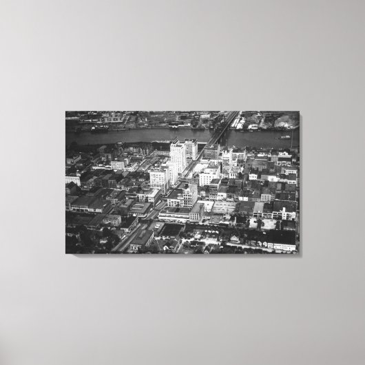 Toile Tacoma, WA Vue du quartier des affaires depuis Air (Recto)