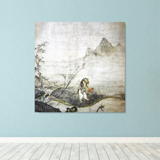 Toile Taikō Josetsu / Attraper un poisson-chat avec une  (Insitu (Plancher de Bois))