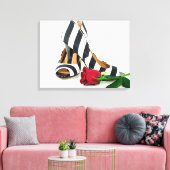 Toile talons hauts rayés avec rose rouge (Insitu(Salon))
