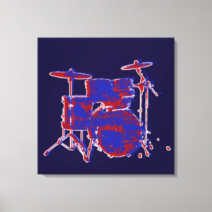 Toile tambours rouges et bleus