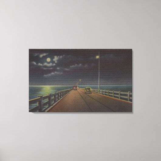 Toile Tampa, Floride - Vue sur la lune du pont Gandy (Recto)