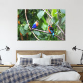 Toile Tanagers bleu-orange vibrants perchés ensemble (Insitu(Chambre))