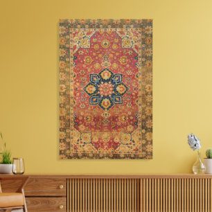 Toile Tapis persan asiatique Kashan en or rouge