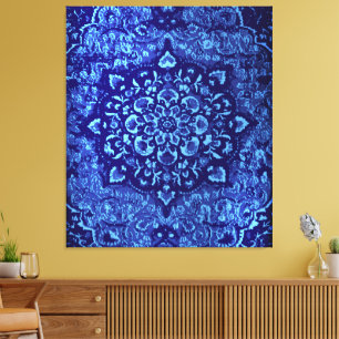 Toile Tapis persan dans un champ teinté de bleu