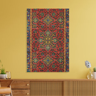 Toile Tapis Persan Rouge Bleu Classique