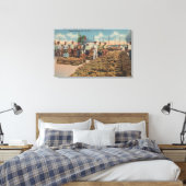 Toile Tarpon Springs, FL - Scène de l'échange d'éponges (Insitu(Chambre))