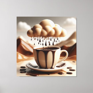 Toile Tasse de chocolat avec nuage de fantaisie qui dégo