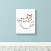 Toile Tasse de thé chat (Insitu (Plancher de Bois))