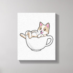 Toile Tasse de thé de chat