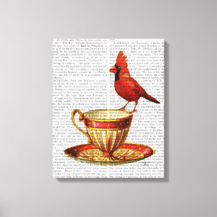 Toile Tasse de thé et cardinal rouge