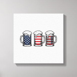Toile Tasses à bière patriotiques Vintage Vector Design 