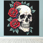 Toile Tatouage Rose du crâne (Insitu (Plancher de Bois))