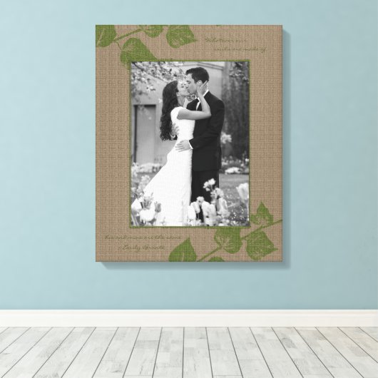 Toile Taupe Vert Feuille Portrait Modèle photo photo (Insitu (Plancher de Bois))