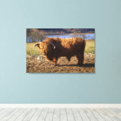 Toile Taureau Highland Cattle, Écosse (Insitu (Plancher de Bois))