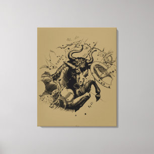 Toile Taurus Constellation Hevelius 1690 Engraving