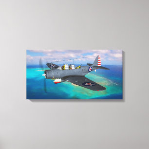 Toile TBD-1 Devastator au-dessus d'île intermédiaire